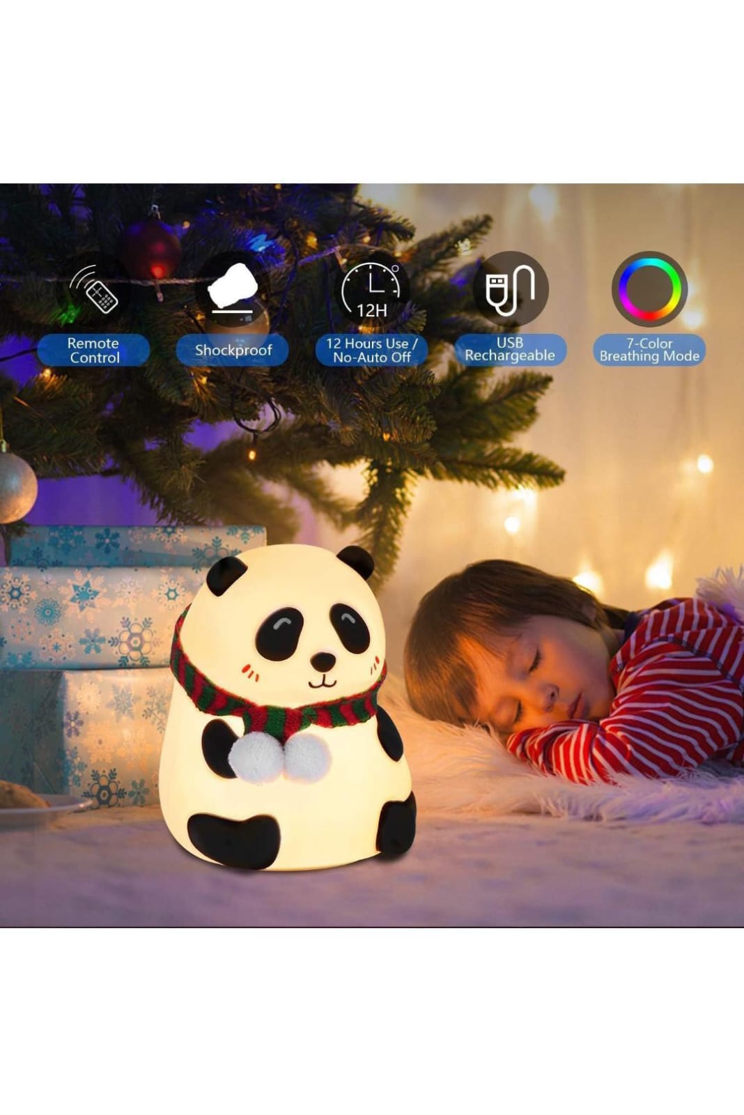 Panda Lamp, Panda Gifts, Panda Touch Silicone Lamp, Birthday Gift For Girls And Boys, Panda Light Lamp, Kids Night Light, Silicone Lamp, Rechargeable - Close Eye, Multicolor