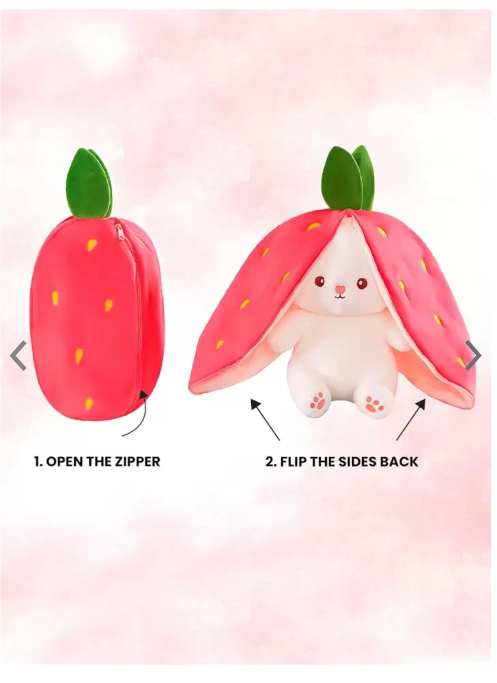 Reversible Strawberry Bunny Soft Toy for Kids , your loving one, birthday gifts