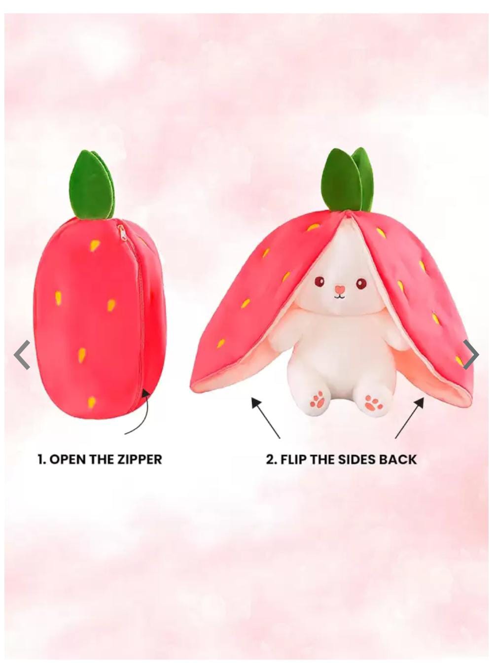 Reversible Strawberry Bunny Soft Toy for Kids , your loving one, birthday gifts